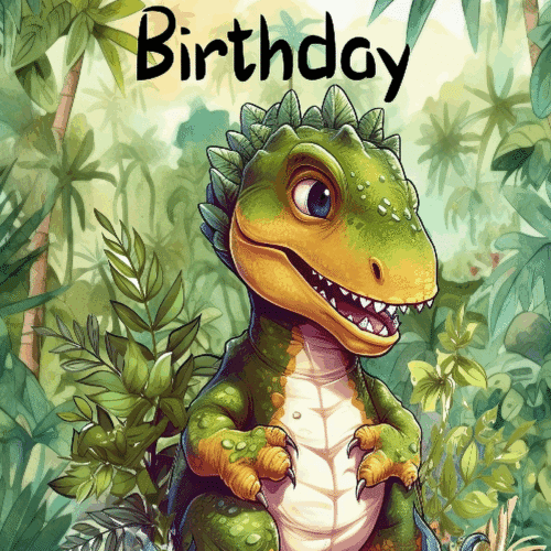 Dinosaur Jungle Adventure Birthday Gift Set-8x10 Jungle Art Print+Matching Card