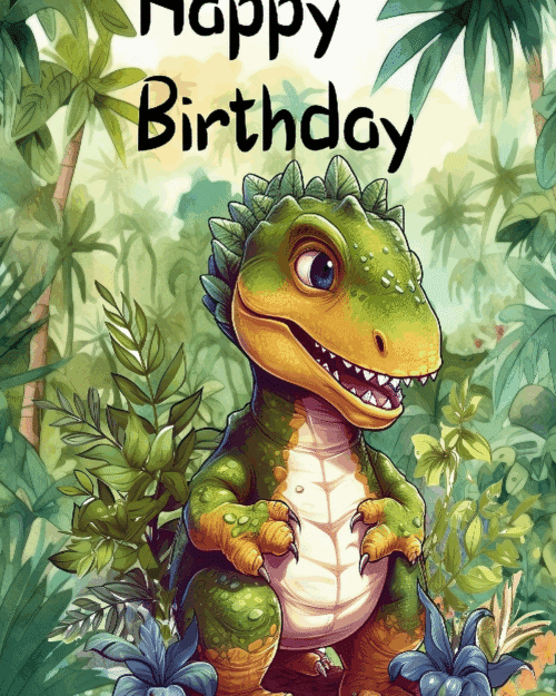 Dinosaur Jungle Adventure Birthday Gift Set-8x10 Jungle Art Print+Matching Card