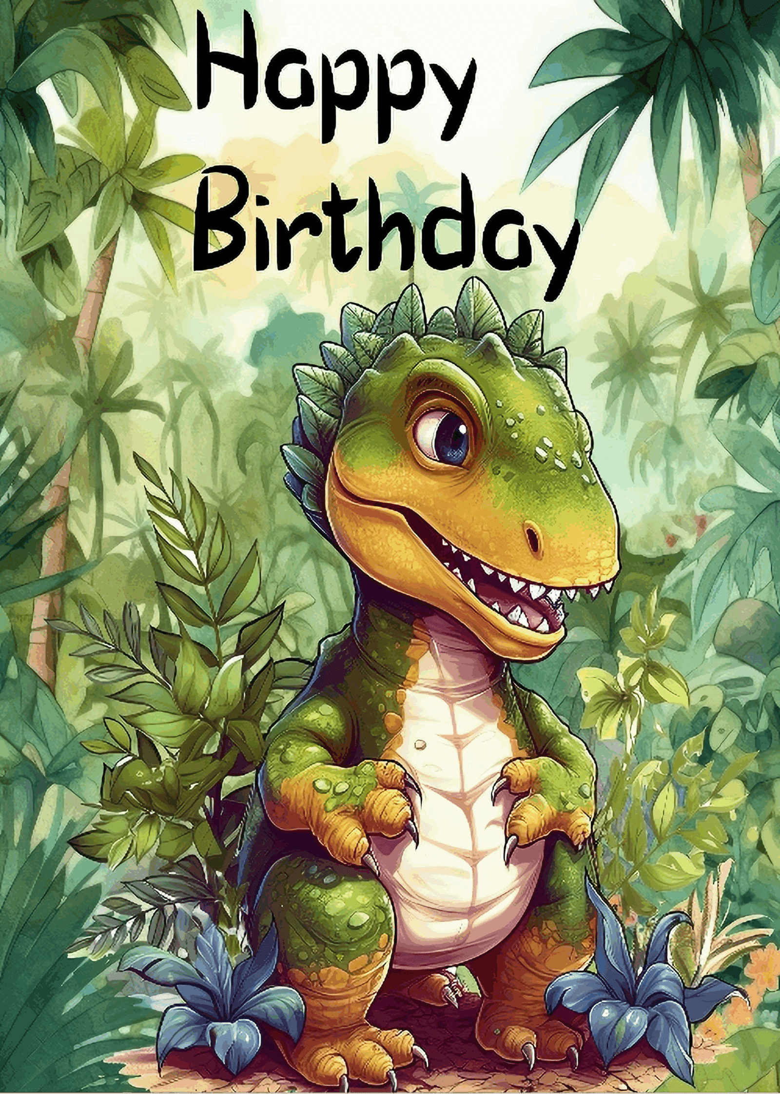Dinosaur Jungle Adventure Birthday Gift Set-8x10 Jungle Art Print+Matching Card