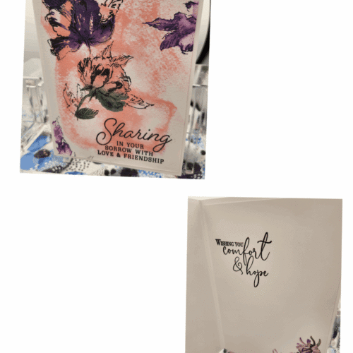 purple & pink blooms of comfort greeting card