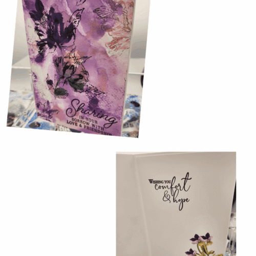 purple blooms of comfort greeting card