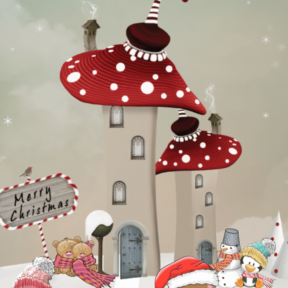 Boxed Mushroom Christmas Card Set