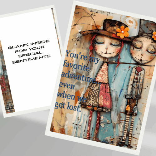 Whimsical Couple Greeting Card-Funny Love Card