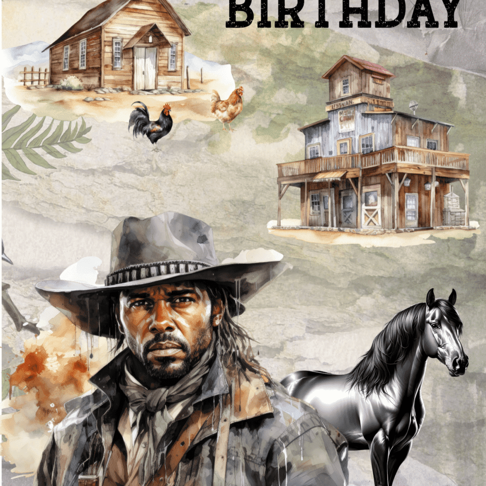 Western Series - Happy Birthday Card -Town