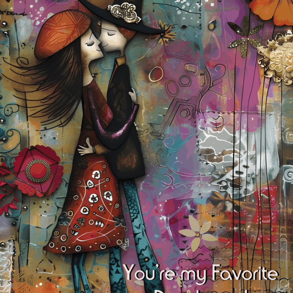 Whimsical Couple Greeting Card-Funny Love Card