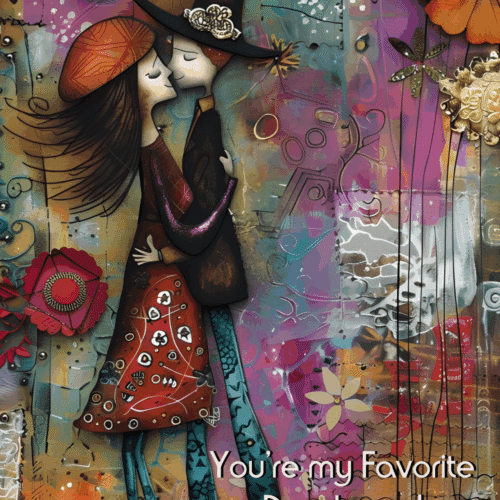 Whimsical Couple Greeting Card-Funny Love Card