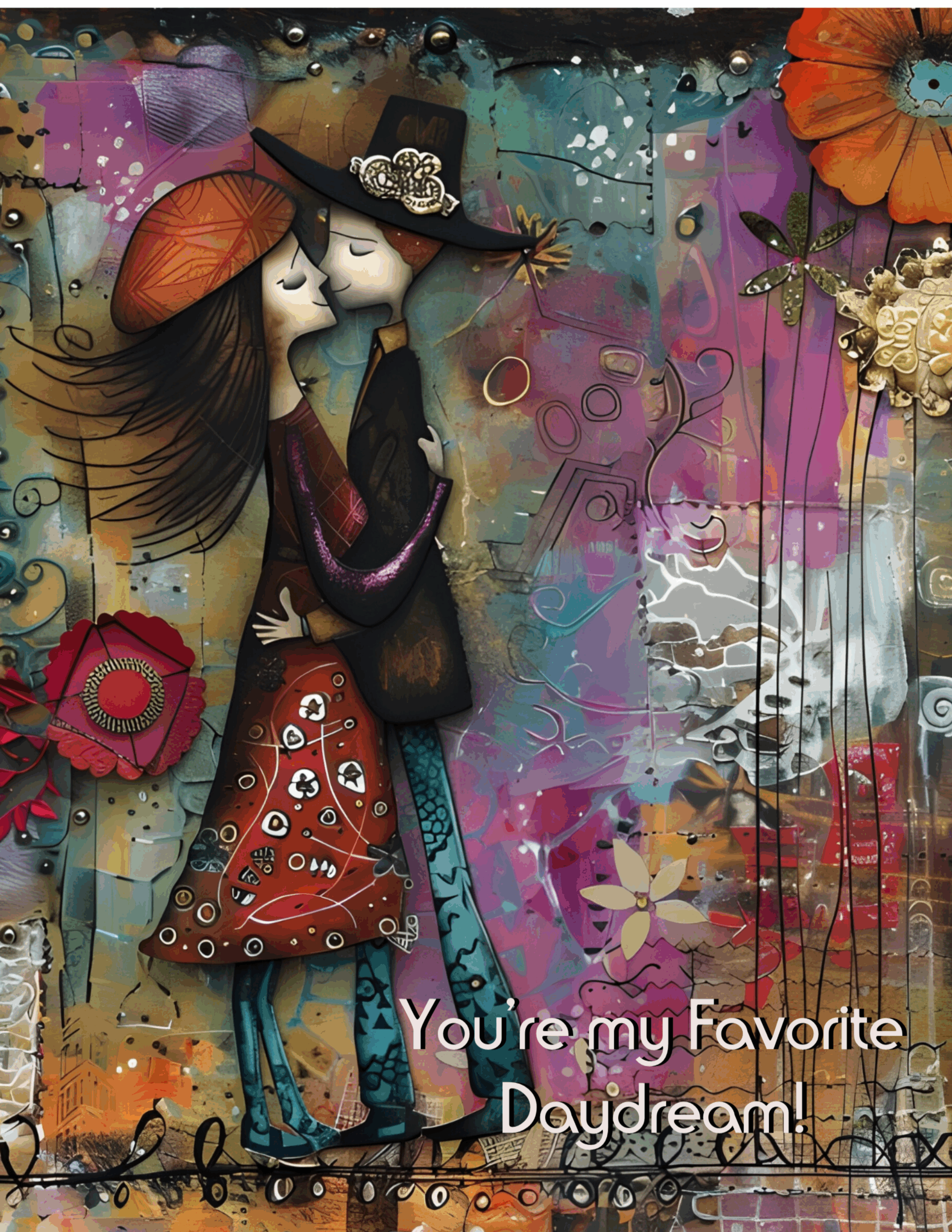 Whimsical Couple Greeting Card-Funny Love Card