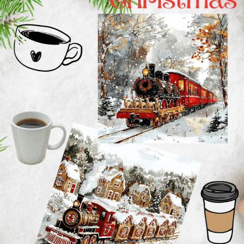 Vintage Christmas Train Coasters: Festive Holiday Table Decor