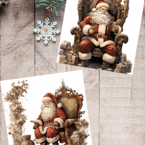 Vintage Santa Claus Coasters: Retro Christmas Holiday Decor - Set of 2