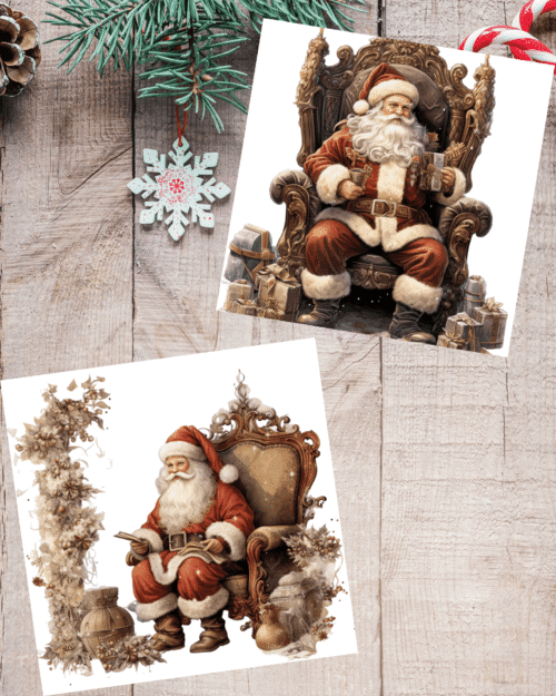 Vintage Santa Claus Coasters: Retro Christmas Holiday Decor - Set of 2