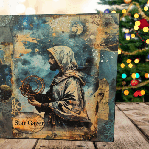 Star Gazer Wall Art | Celestial Canvas 12x12