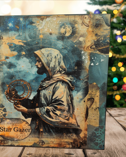 Star Gazer Wall Art | Celestial Canvas 12x12