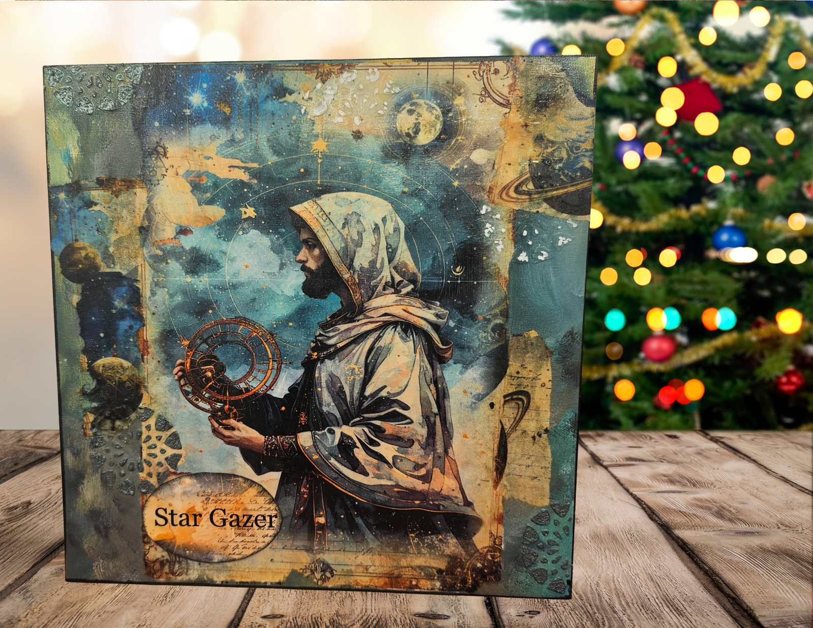 Star Gazer Wall Art | Celestial Canvas 12x12