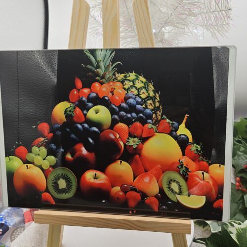 Colorful Fruit Cutting Board – Christmas Kitchen Décor | Festive Gift | Holiday Serving Board