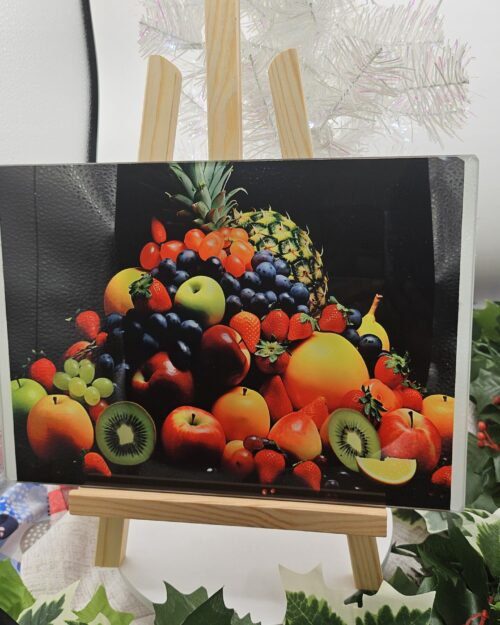 Colorful Fruit Cutting Board – Christmas Kitchen Décor | Festive Gift | Holiday Serving Board