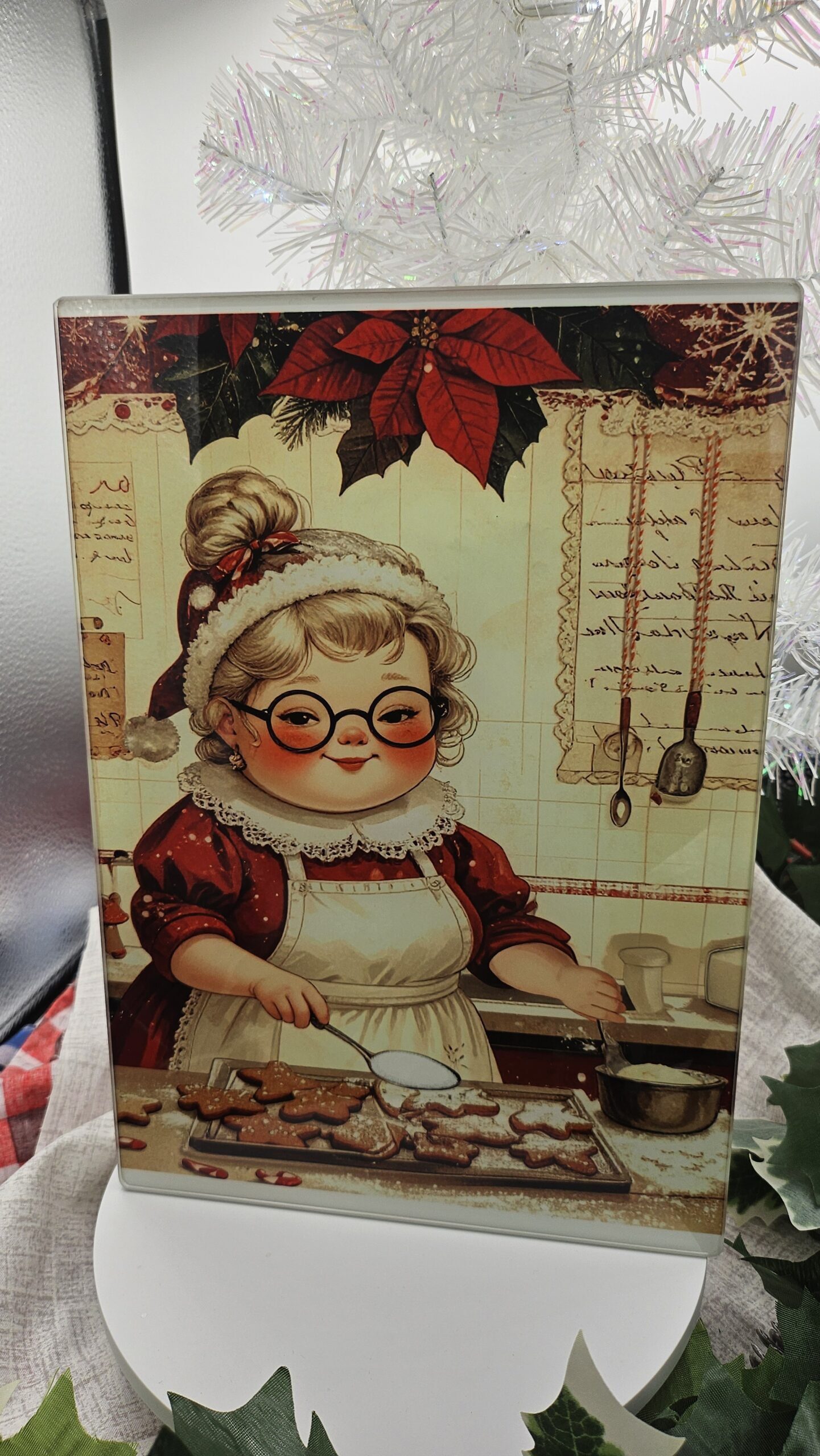 Mrs. Santa Cutting Board – Christmas Kitchen Décor | Festive Gift | Holiday Serving Board - Image 3