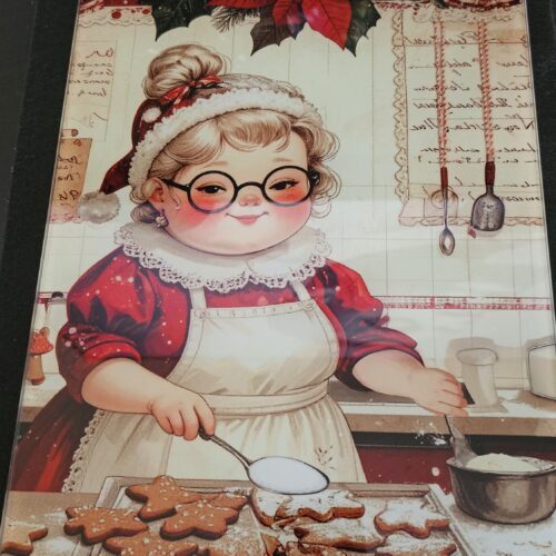Mrs. Santa Cutting Board – Christmas Kitchen Décor | Festive Gift | Holiday Serving Board