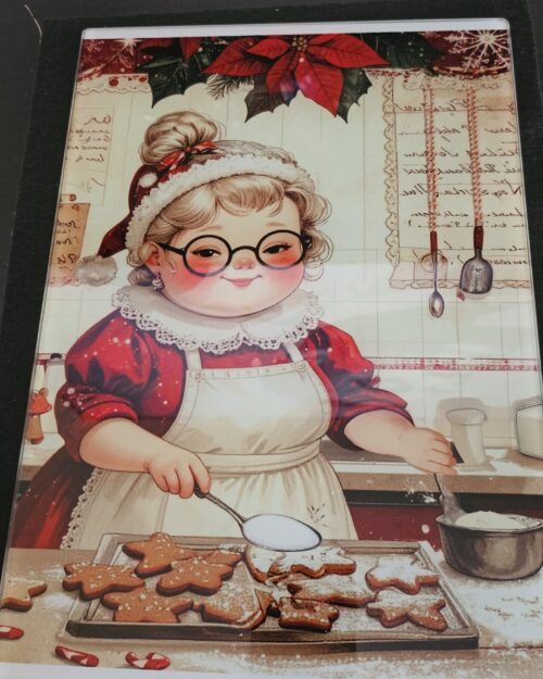 Mrs. Santa Cutting Board – Christmas Kitchen Décor | Festive Gift | Holiday Serving Board