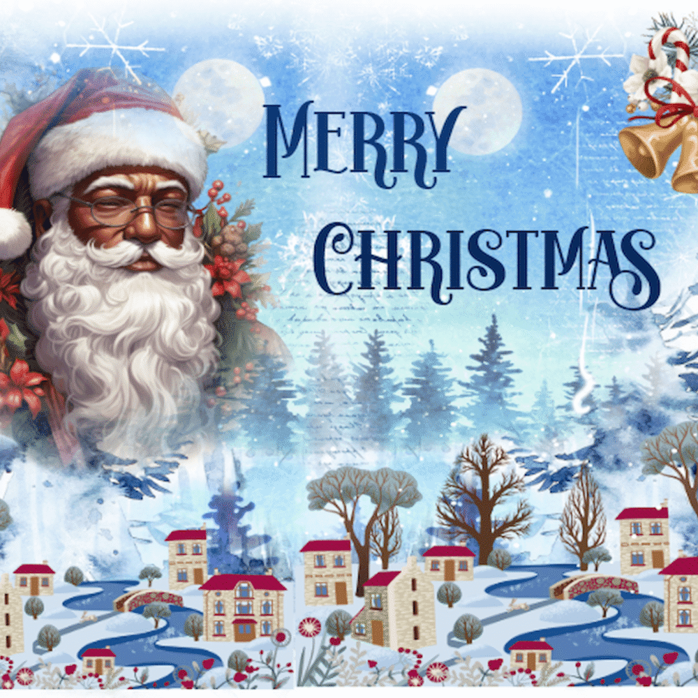 Black Santa Cutting Board – Christmas Kitchen Décor | Festive Gift | Holiday Serving Board