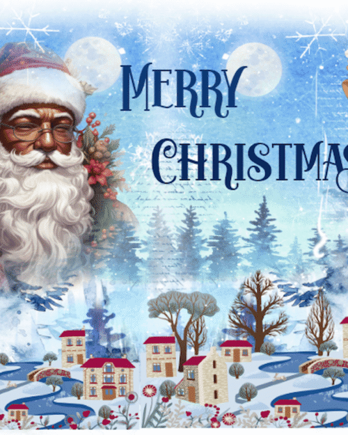 Black Santa Cutting Board – Christmas Kitchen Décor | Festive Gift | Holiday Serving Board