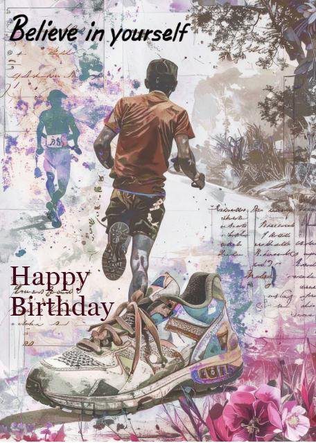 Artistic Birthday Card for Him: Running Shoe Design - Image 2
