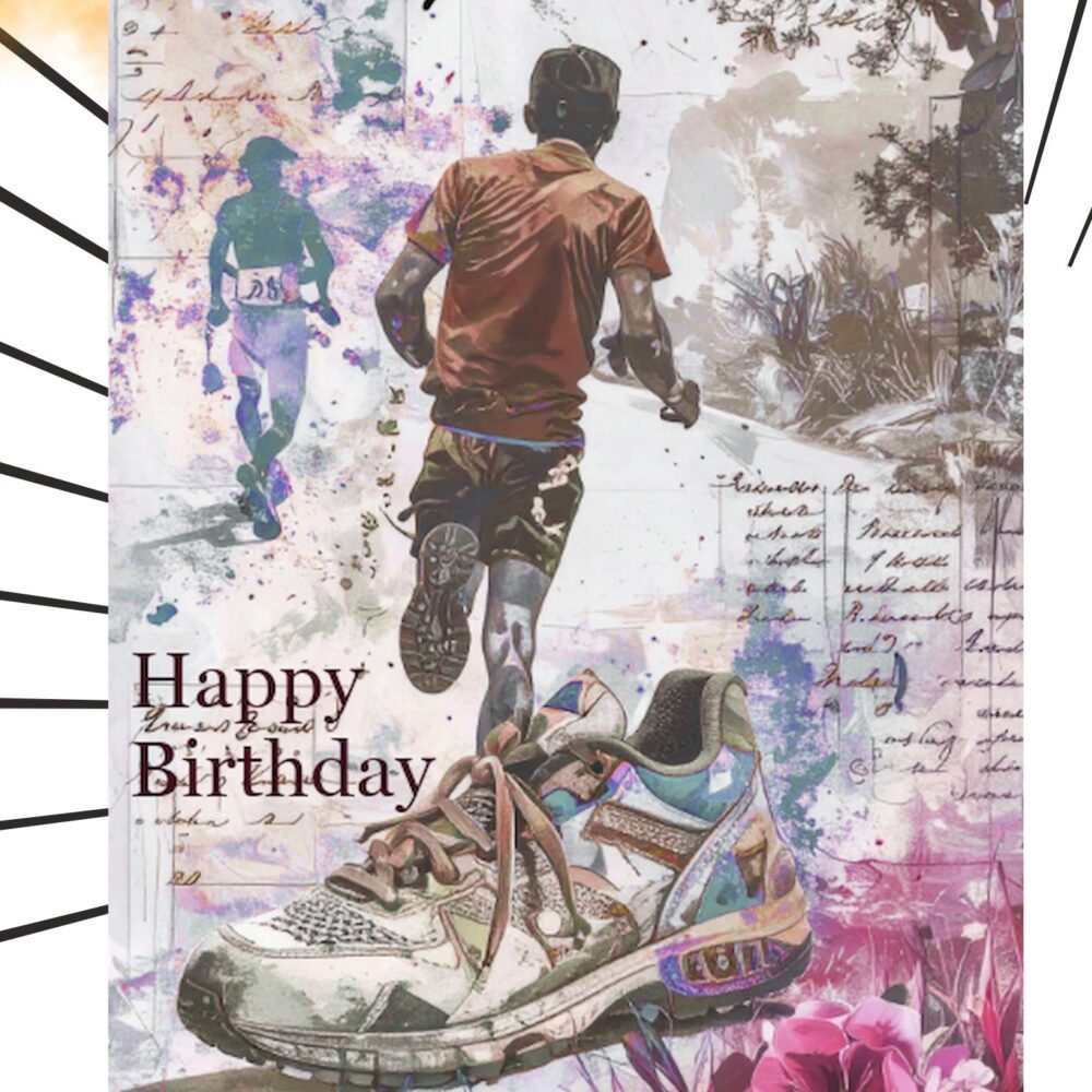Artistic Birthday Card for Him: Running Shoe Design