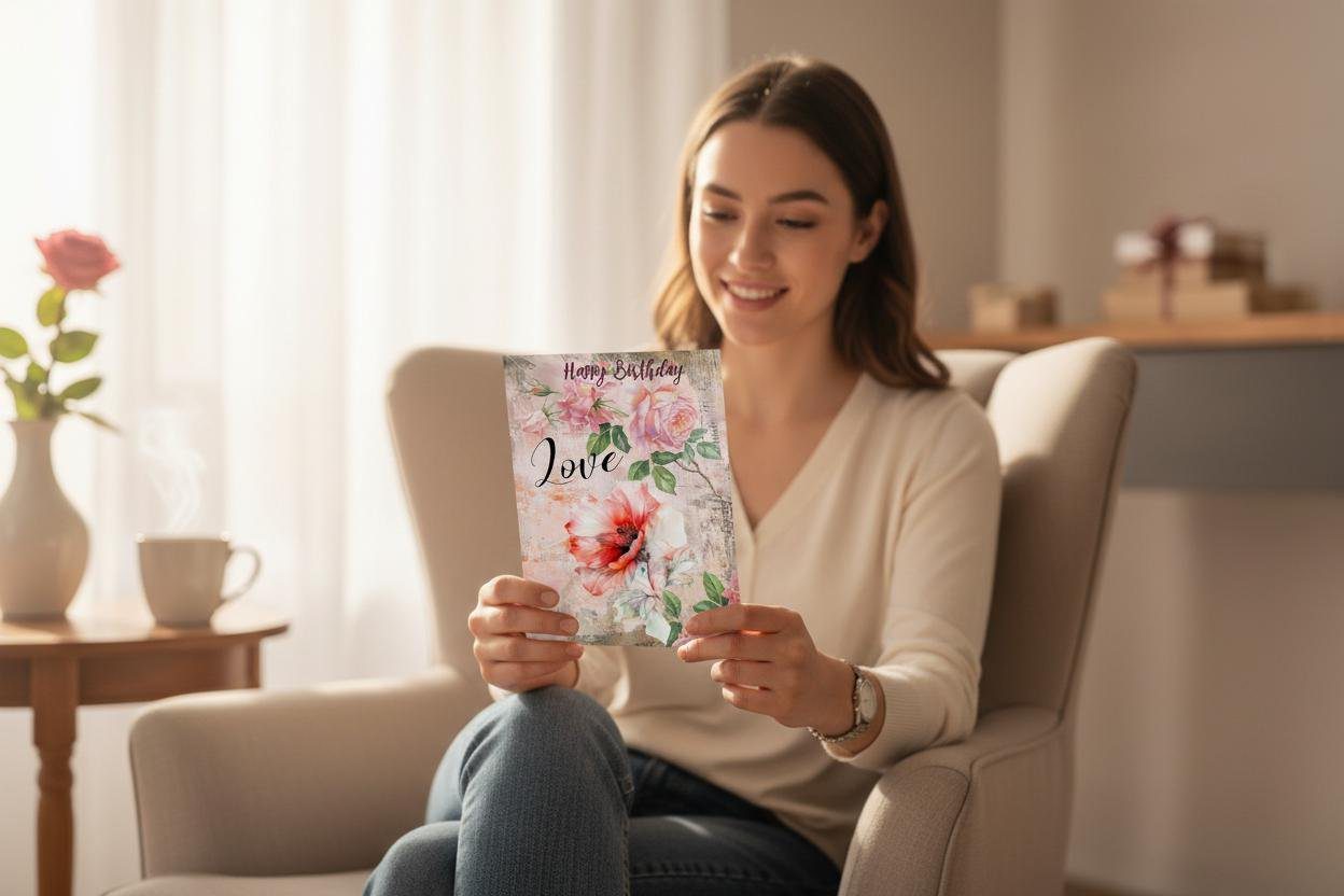 Floral Birthday Card | Painterly Flower Art Greeting - Image 4