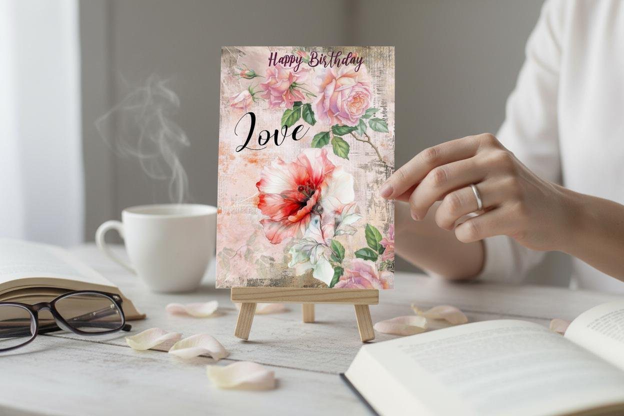 Floral Birthday Card | Painterly Flower Art Greeting - Image 2