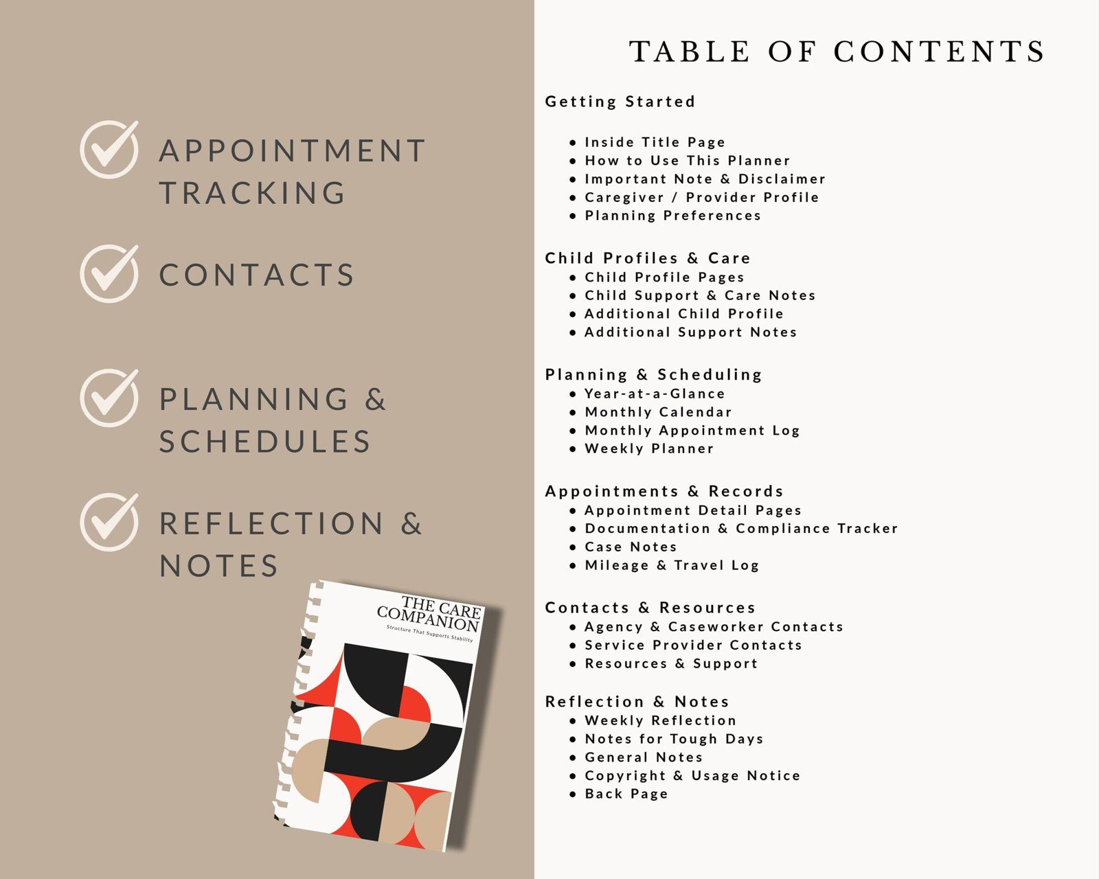 Foster Care Planner for Parents & Providers | Undated Caregiver Planning System | Case Tracking Documentation - Image 3