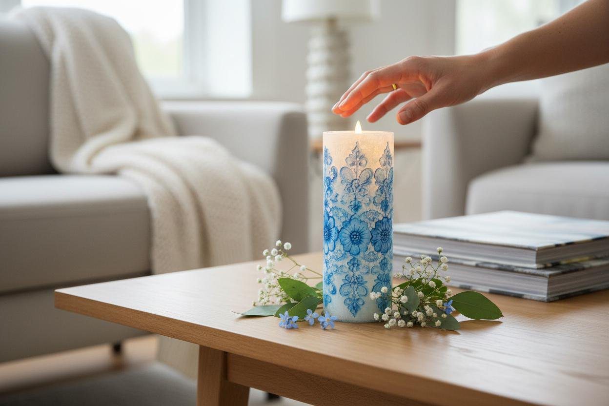 Handmade Floral Lace LED Candle | Shabby Chic Decor, Flameless - Image 2