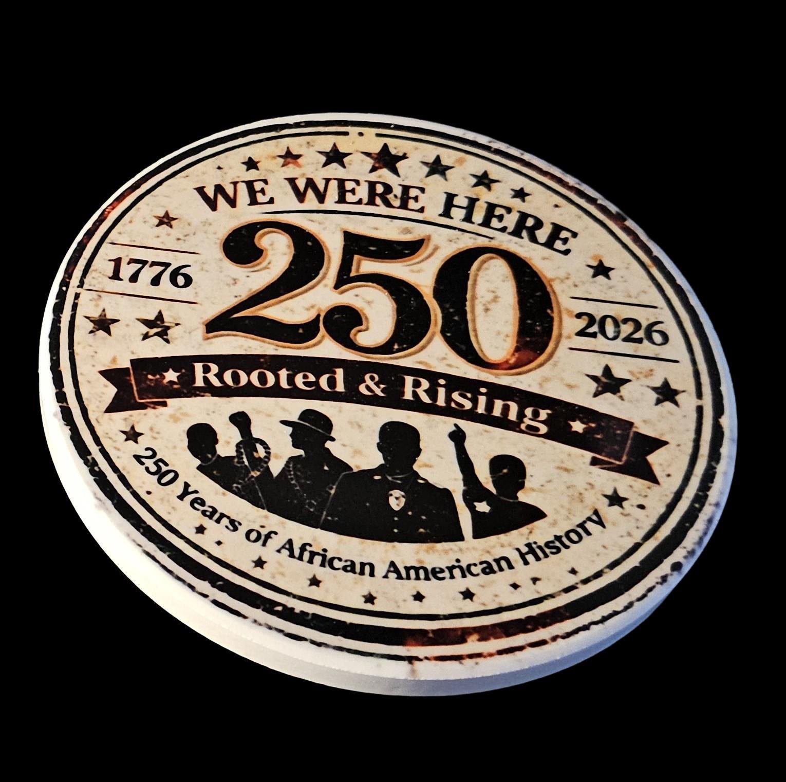 America 250 Commemorative Rooted & Rising Coaster Set | We Were Here | African American History Keepsake - Image 2