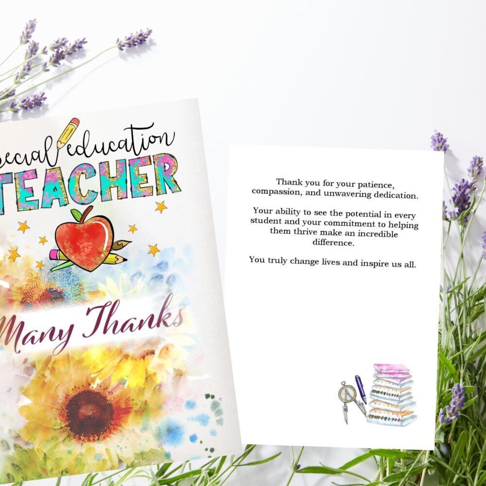 Teacher Appreciation Greeting Card: Handmade Thank You Note