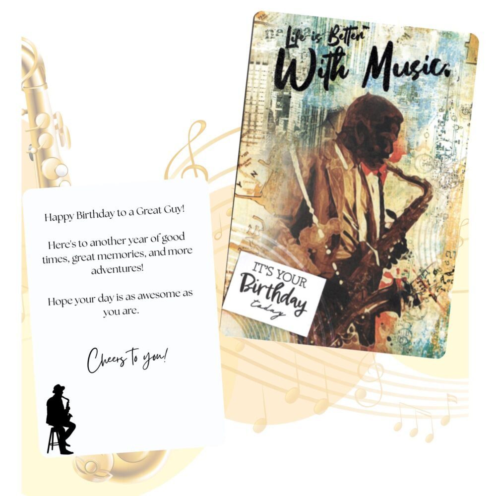 Jazz Musician Playing Birthday Greeting Card