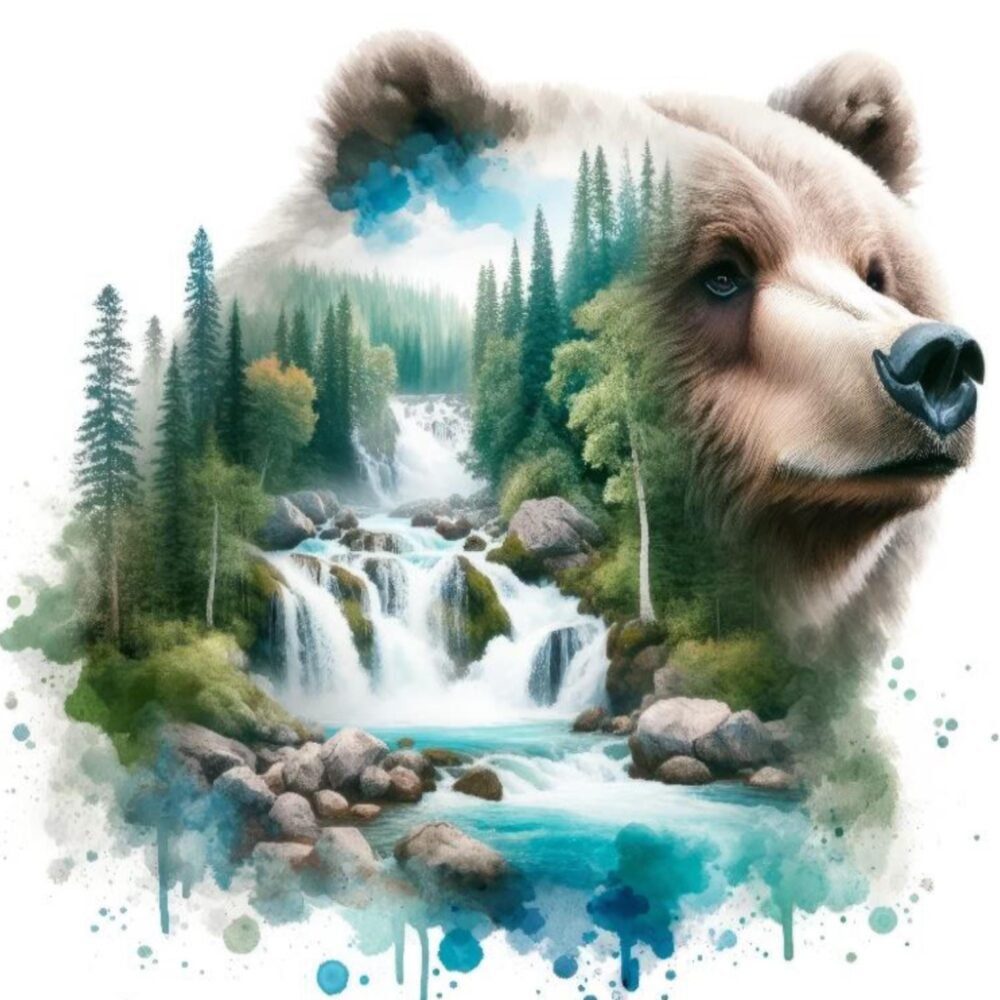 Wolf & Bear Nature Coasters – Wildlife in the Woods Drink Coasters, Rustic Cabin Table Décor