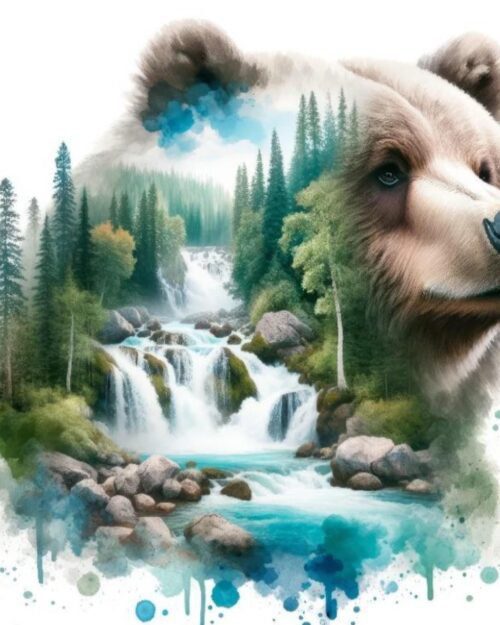 Wolf & Bear Nature Coasters – Wildlife in the Woods Drink Coasters, Rustic Cabin Table Décor