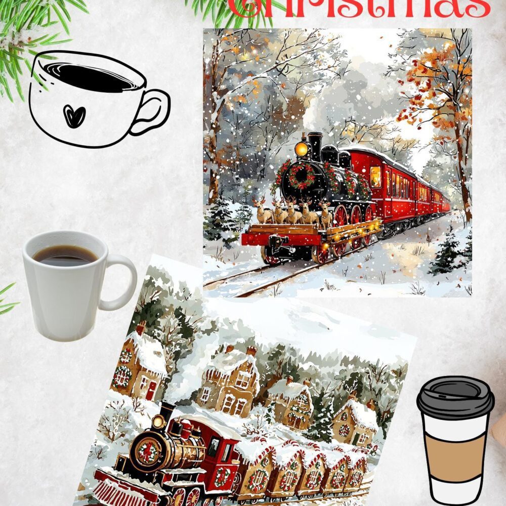 Vintage Christmas Train Coasters: