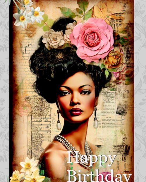 Elegant African American Birthday Card , Lady Art | Glamorous, Classy Greeting Card