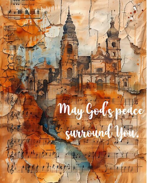 Faith Encouragement Card – Inspirational Church Art with Musical Notes | Religious Greeting