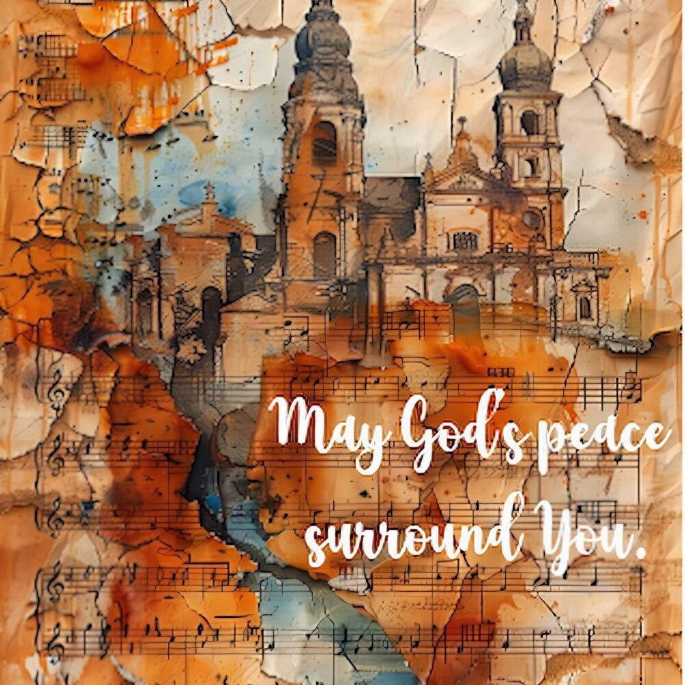 Faith Encouragement Card – Inspirational Church Art with Musical Notes | Religious Greeting