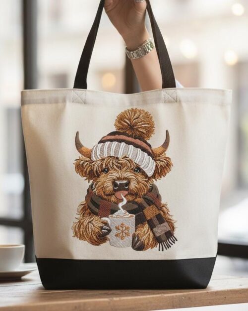 Highland Cow Tote Bag | Cute Tote | Cozy Animal Bag | Funny Cow Gift | Reusable Market Tote