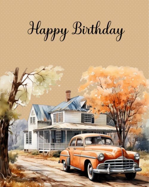 Artful Birthday Card for Him: Classic Car Design