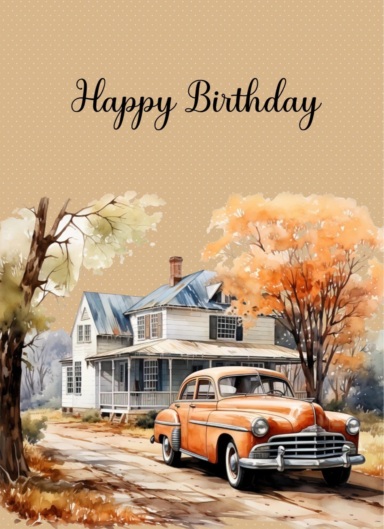Artful Birthday Card for Him: Classic Car Design