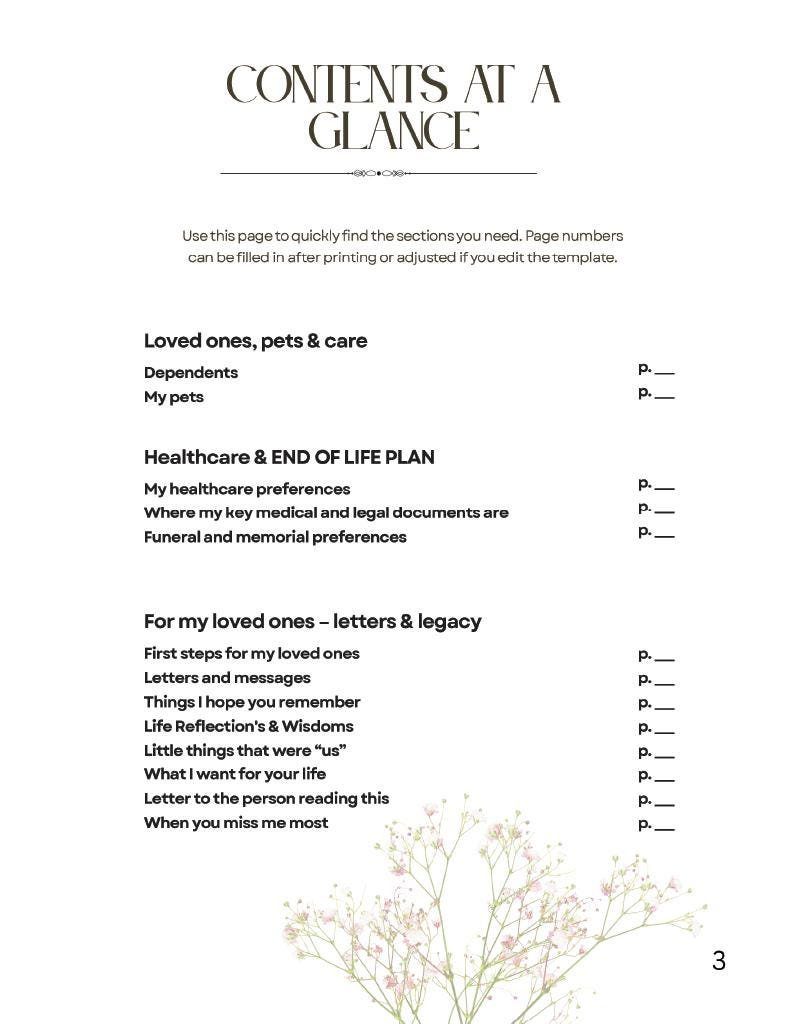 Peaceful Transitions End of Life Transition & Legacy Planner | Printable Final Wishes Organizer - Image 3