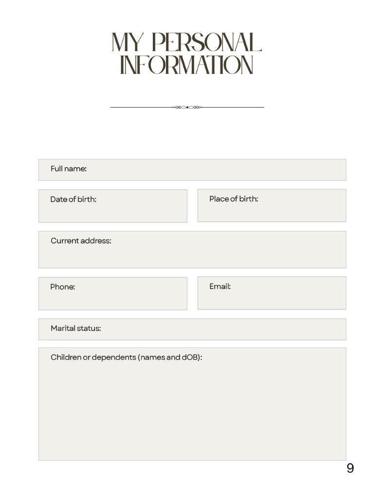 Peaceful Transitions End of Life Transition & Legacy Planner | Printable Final Wishes Organizer - Image 8