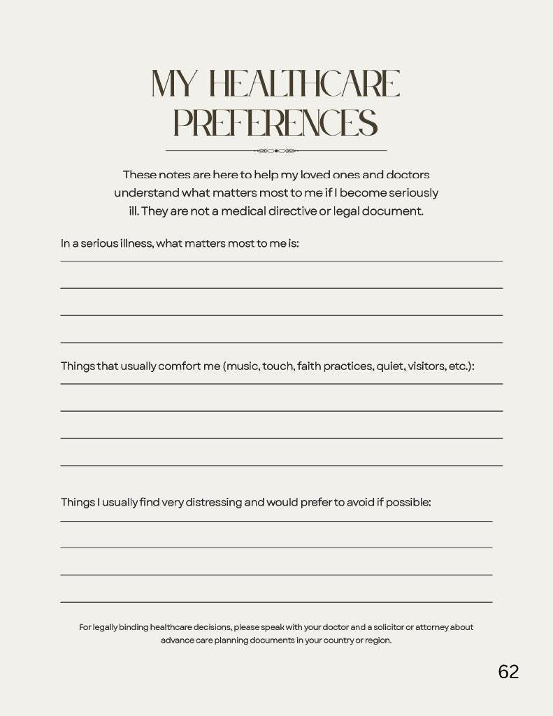 Peaceful Transitions End of Life Transition & Legacy Planner | Printable Final Wishes Organizer - Image 17