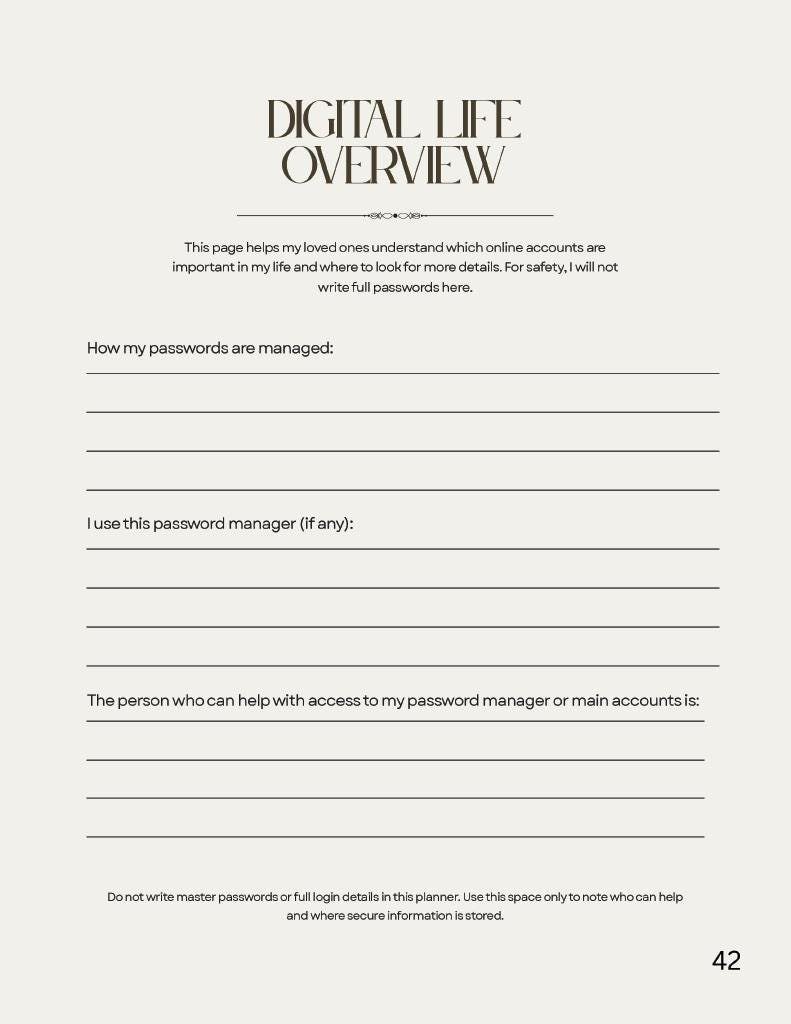 Peaceful Transitions End of Life Transition & Legacy Planner | Printable Final Wishes Organizer - Image 13