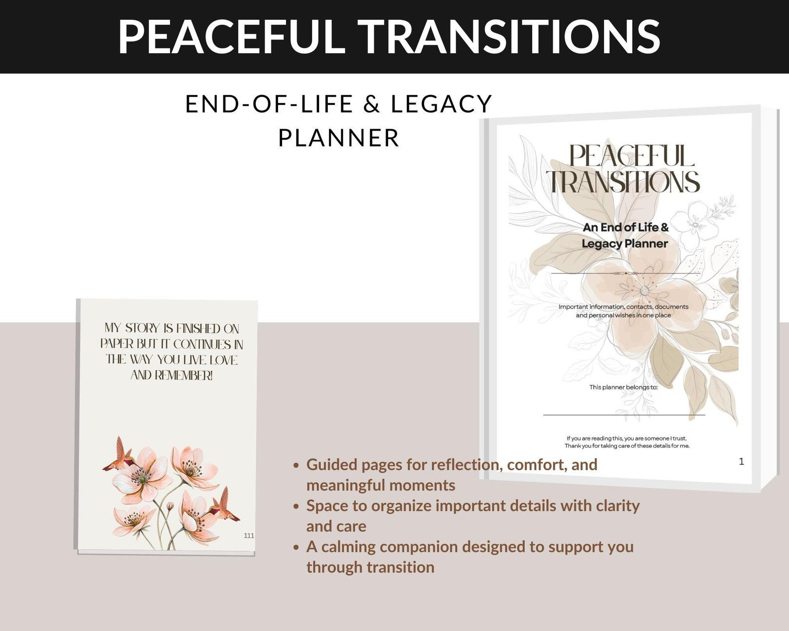 Peaceful Transitions End of Life Transition & Legacy Planner | Printable Final Wishes Organizer - Image 5