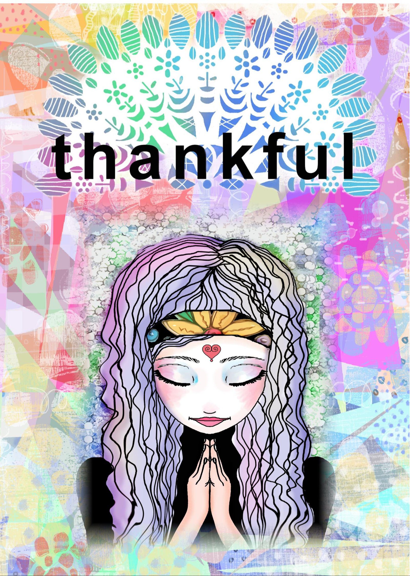Thankful Art Card | Mindful Gratitude, Inspirational Design