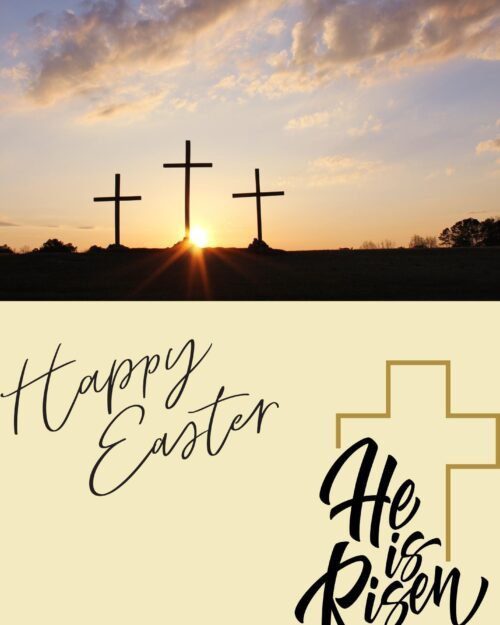 Christian Easter Card | He Is Risen Sunrise Cross Greeting