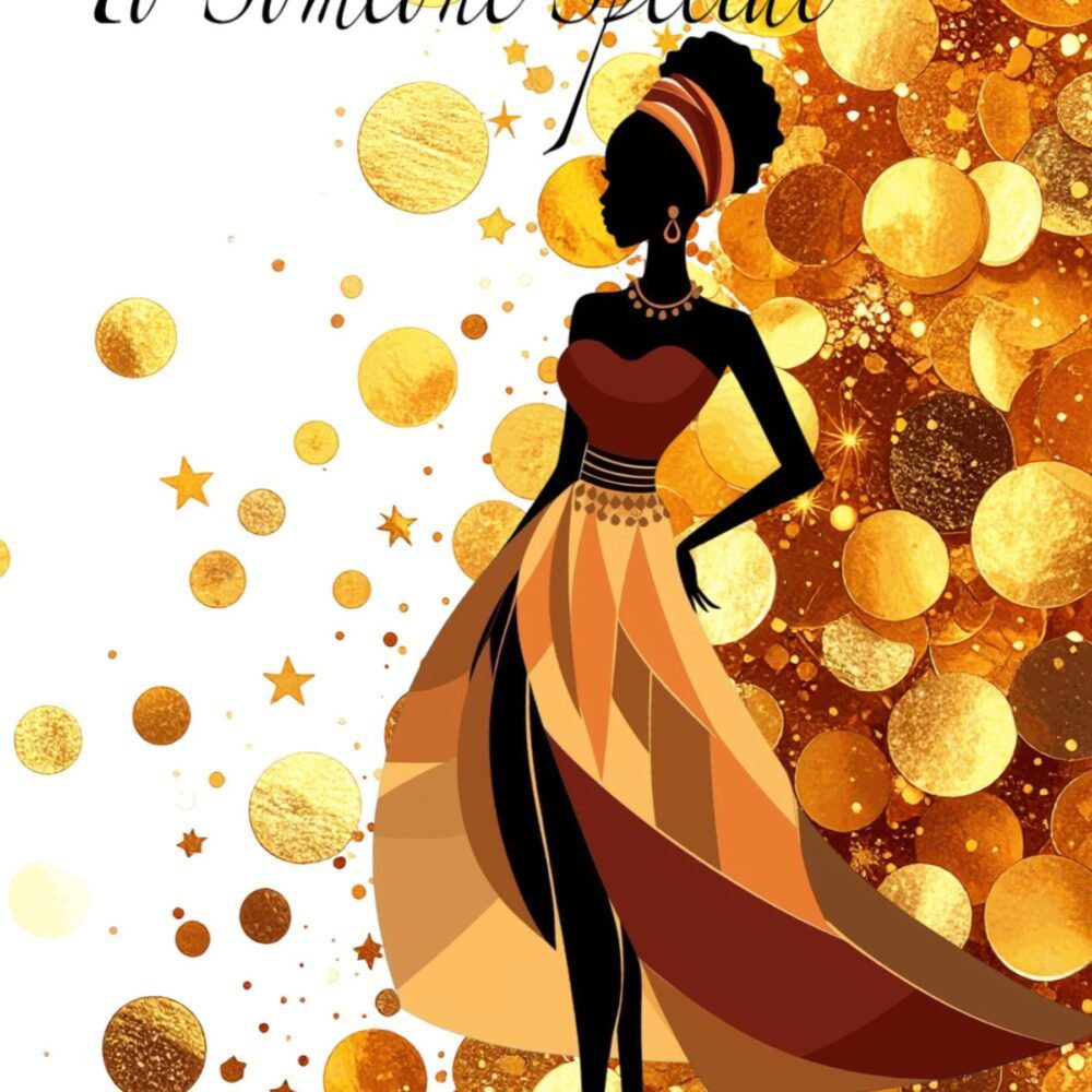 Elegant Silhouette Card, African American Art Birthday Greeting, Glamorous Celebration For Her